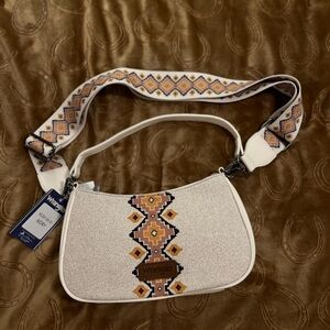 Wrangler Cream and Tan Patterned Shoulder Bag